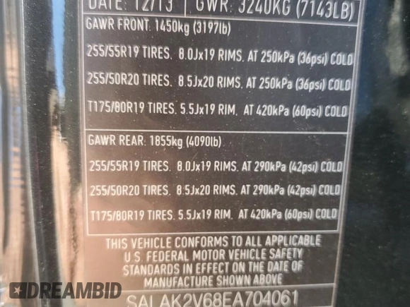 2014 Land Rover LR4 Lux с VIN SALAK2V68EA704061, выставлен на аукционе Copart как лот 76287194 с пробегом Не указан миль и Списание • Salvage title. История ставок и продаж доступна на DreamBid. Изображение 13.