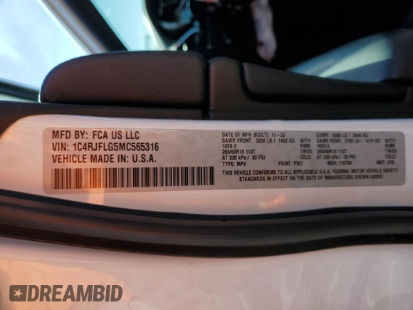 2021 Jeep Grand Cherokee Trailhawk with VIN 1C4RJFLG5MC565316, listed as a Copart auction lot 49899935 with 69,261 mi miles and Salvage Title. Bid and sale history available at carsss.com. Image 13.