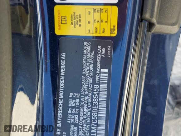 2013 BMW Z4 sDrive35i with VIN WBALM7C58DE385458, listed as a Copart auction lot 77959004 with 43,616 mi miles and Salvage Title. Bid and sale history available at carsss.com. Image 13.
