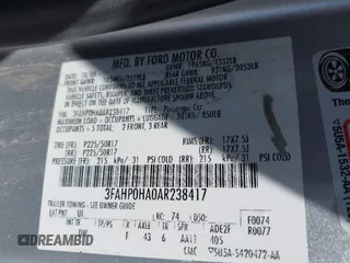 2010 Ford Fusion SE with VIN 3FAHP0HA0AR238417, listed as a IAAI auction lot 41994047 with 173,421 mi miles. Bid and sale history available at carsss.com. Image 9.