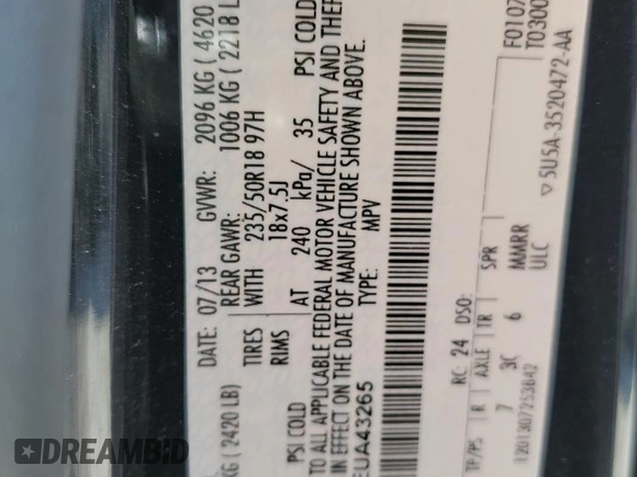 2014 Ford Escape Titanium with VIN 1FMCU0JX6EUA43265, listed as a Copart auction lot 48968585 with 0 mi miles and Clean Title. Bid and sale history available at carsss.com. Image 12.