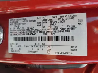 2020 Ford Escape SE z VIN 1FMCU0G68LUA06245, wystawiony jako Copart lot #58763955 z przebiegiem 84 691 mil mil oraz Nie do naprawy • Non repairable. Historia ofert i sprzedaży dostępna na DreamBid. Obrazek 14.