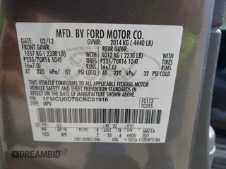 2012 Ford Escape XLT with VIN 1FMCU0D76CKC01916, listed as a IAAI auction lot 41879331 with 194,201 mi miles. Bid and sale history available at carsss.com. Image 9.