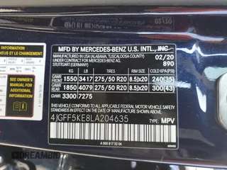 2020 Mercedes-Benz GLS 450 with VIN 4JGFF5KE8LA204635, listed as a Copart auction lot 55257424 with 62,060 mi miles and Salvage Title. Bid and sale history available at DreamBid. Image 15.