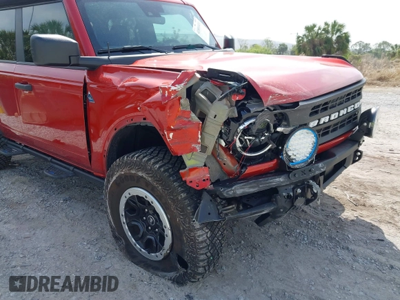 2023 Ford Bronco with VIN 1FMEE5DP7PLC06447, listed as a IAAI auction lot 41881411 with 6,842 mi miles. Bid and sale history available at carsss.com. Image 6.