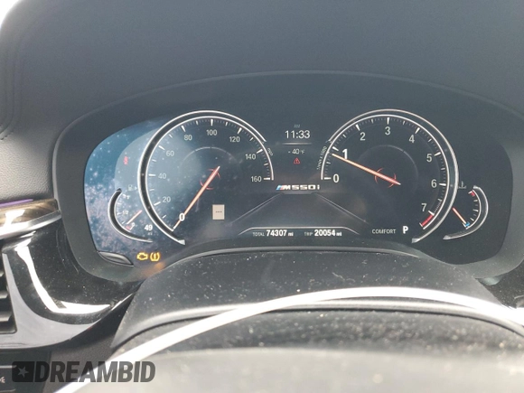 2018 BMW 5 Series M550i xDrive with VIN WBAJB9C54JB286707, listed as a Copart auction lot 49158435 with 74,307 mi miles and Salvage title. Bid and sale history available at DreamBid. Image 9.