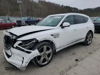 2021 Genesis GV80 with VIN KMUHBDSB4MU059390, listed as a Copart auction lot 82843194 with Not Provided miles and Salvage Title. Bid and sale history available at carsss.com. Image 1.