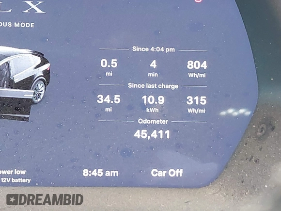2020 Tesla Model X P90D with VIN 5YJXCDE4XLF296255, listed as a IAAI auction lot 42087953 with 45,411 mi miles. Bid and sale history available at carsss.com. Image 14.