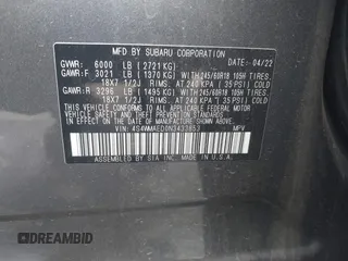 2022 Subaru Ascent Premium z VIN 4S4WMAED0N3433853, wystawiony jako IAAI lot #41911461 z przebiegiem 50 045 mil mil oraz . Historia ofert i sprzedaży dostępna na DreamBid. Obrazek 9.