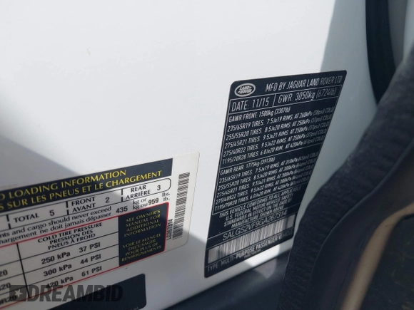 2016 Land Rover Range Rover HSE with VIN SALGS2VF9GA267314, listed as a IAAI auction lot 42548531 with 145,364 mi miles and . Bid and sale history available at DreamBid. Image 9.
