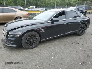 2021 Genesis G80 2.5T with VIN KMTGB4SC7MU068321, listed as a Copart auction lot 58117385 with 69,641 mi miles and Salvage title. Bid and sale history available at DreamBid. Image 1.