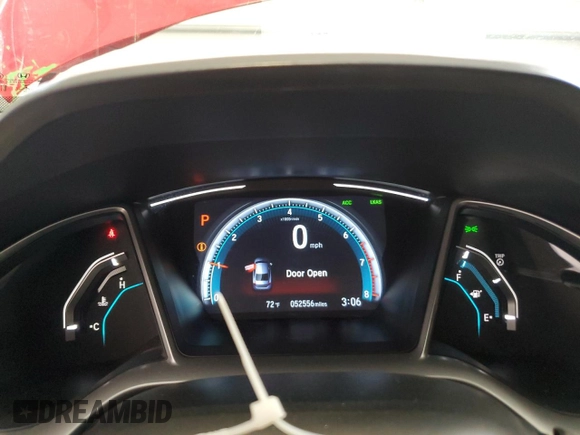 2020 Honda Civic Sedan EX with VIN 2HGFC1F38LH682345, listed as a Copart auction lot 52655705 with 52,556 mi miles and Salvage Title. Bid and sale history available at carsss.com. Image 9.