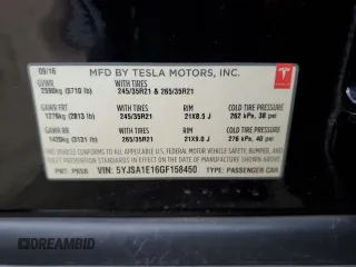 2016 Tesla Model S 70 kWh Battery with VIN 5YJSA1E16GF158450, listed as a Copart auction lot 44171305 with 143,907 mi miles and Salvage Title. Bid and sale history available at carsss.com. Image 13.