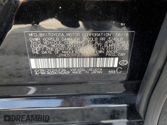 2018 Lexus LS 500 z VIN JTHC51FF2J5003985, wystawiony jako Copart lot #54126835 z przebiegiem 34 247 mil mil oraz Szkoda całkowita • Salvage title. Historia ofert i sprzedaży dostępna na DreamBid. Obrazek 12.