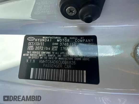 2012 Hyundai Veloster w/Gray Int with VIN KMHTC6AD6CU036826, listed as a Copart auction lot 88141445 with 169,498 mi miles and Clean title. Bid and sale history available at DreamBid. Image 10.