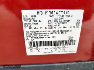 2018 Ford Explorer XLT with VIN 1FM5K7D85JGB42275, listed as a Copart auction lot 51679765 with 76,177 mi miles and Salvage Title. Bid and sale history available at carsss.com. Image 15.
