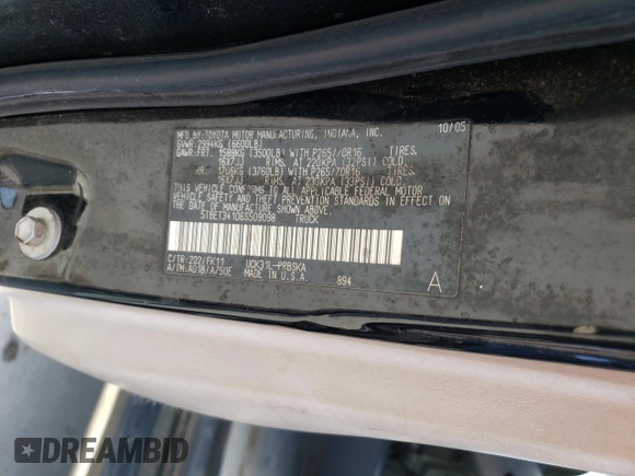 2006 Toyota Tundra SR5 with VIN 5TBET34106S509098, listed as a Copart auction lot 54881475 with 265,114 mi miles and Salvage Title. Bid and sale history available at carsss.com. Image 14.