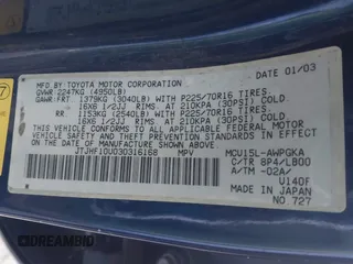 2003 Lexus RX 300 с VIN JTJHF10U030316168, выставлен на аукционе IAAI как лот 42021825 с пробегом 199 951 миль миль и . История ставок и продаж доступна на DreamBid. Изображение 9.