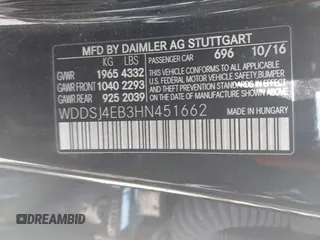 2017 Mercedes-Benz CLA 250 with VIN WDDSJ4EB3HN451662, listed as a IAAI auction lot 42209644 with 194,108 mi miles and . Bid and sale history available at DreamBid. Image 9.