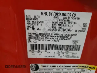 2011 Ford F-150 XLT z VIN 1FTFW1ET0BFC43339, wystawiony jako Copart lot #56043635 z przebiegiem 182 187 mil mil oraz Szkoda całkowita • Salvage title. Historia ofert i sprzedaży dostępna na DreamBid. Obrazek 12.