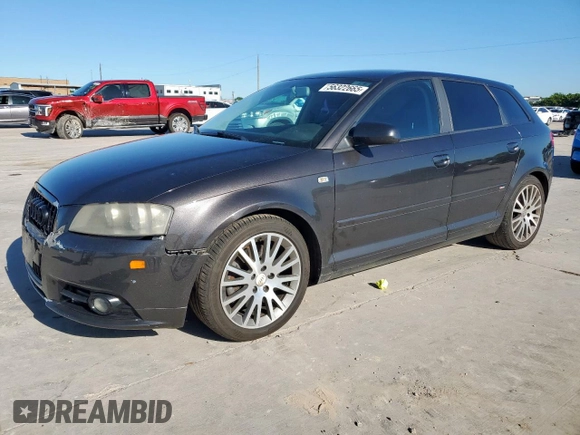 2007 Audi A3 with VIN WAUHF78P07A224785, listed as a Copart auction lot 56322665 with 125,043 mi miles and Salvage title. Bid and sale history available at DreamBid. Image 1.