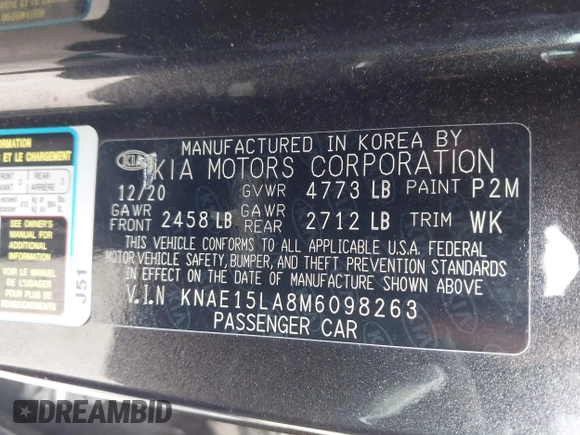 2021 Kia Stinger GT-Line with VIN KNAE15LA8M6098263, listed as a IAAI auction lot 41926026 with 118,371 mi miles and . Bid and sale history available at DreamBid. Image 9.