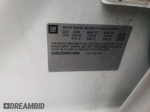 2017 Buick Regal Sport Touring with VIN 2G4GL5EX8H9140089, listed as a Copart auction lot 79210534 with Not Provided miles and Salvage Title. Bid and sale history available at DreamBid. Image 12.
