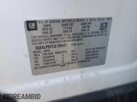2018 GMC Terrain SLT with VIN 3GKALPEV7JL199307, listed as a Copart auction lot 48325405 with 103,408 mi miles and Clean Title. Bid and sale history available at DreamBid. Image 15.