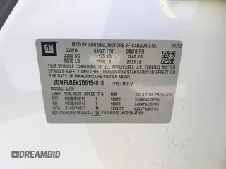 2013 Chevrolet Equinox LTZ with VIN 2GNFLGEK2D6154816, listed as a IAAI auction lot 42106589 with 126,946 mi miles. Bid and sale history available at carsss.com. Image 9.
