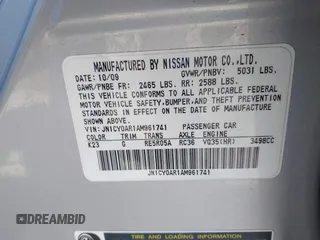2010 Infiniti M with VIN JN1CY0AR1AM961741, listed as a IAAI auction lot 41905630 with 100,170 mi miles. Bid and sale history available at carsss.com. Image 9.