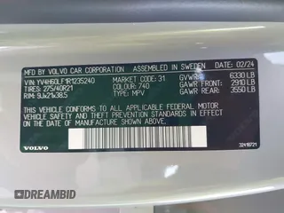 2024 Volvo XC90 Ultimate с VIN YV4H60LF1R1235240, выставлен на аукционе IAAI как лот 42260308 с пробегом 6 584 миль миль и . История ставок и продаж доступна на DreamBid. Изображение 9.