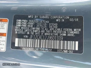 2018 Subaru BRZ Limited with VIN JF1ZCAC12J9601339, listed as a IAAI auction lot 41960346 with 51,904 mi miles. Bid and sale history available at carsss.com. Image 9.
