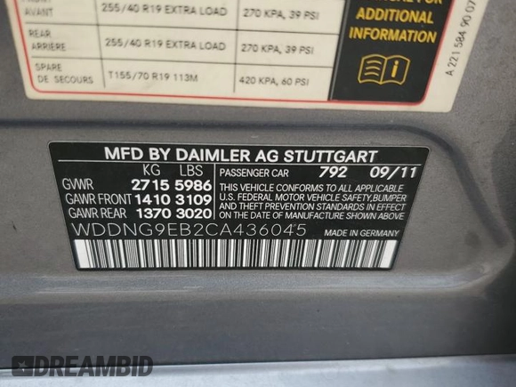 2012 Mercedes-Benz S 550 z VIN WDDNG9EB2CA436045, wystawiony jako Copart lot #51347125 z przebiegiem 125 107 mil mil oraz Szkoda całkowita • Salvage title. Historia ofert i sprzedaży dostępna na DreamBid. Obrazek 15.