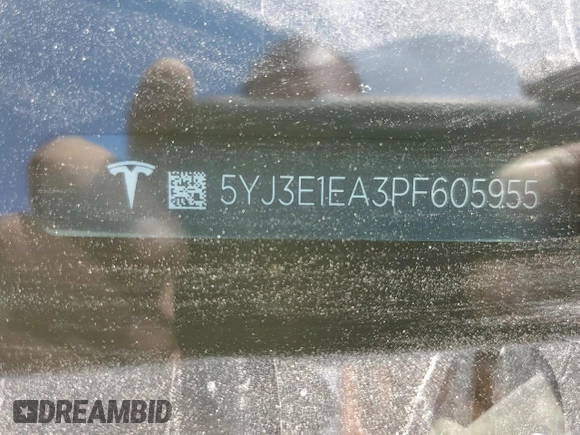 2023 Tesla Model 3 with VIN 5YJ3E1EA3PF605955, listed as a Copart auction lot 62793635 with Not provided miles and Clean title. Bid and sale history available at DreamBid. Image 12.