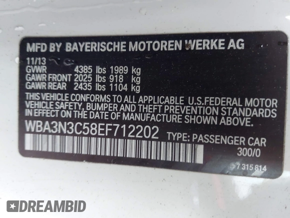 2014 BMW 4 Series 428i with VIN WBA3N3C58EF712202, listed as a IAAI auction lot 41843517 with 90,958 mi miles and . Bid and sale history available at DreamBid. Image 9.