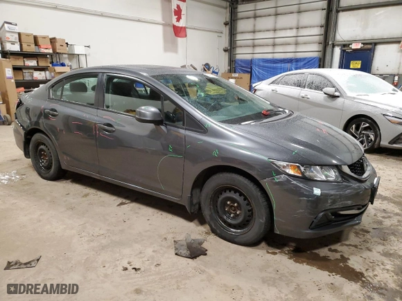2013 Honda Civic Sdn LX with VIN 2HGFB2F58DH107884, listed as a Copart auction lot 50954465 with 136,336 mi miles and Salvage Title. Bid and sale history available at carsss.com. Image 4.