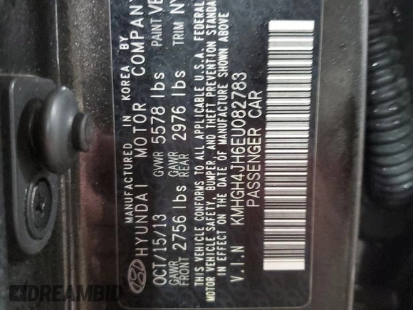 2014 Hyundai Equus Signature with VIN KMHGH4JH6EU082783, listed as a Copart auction lot 46355515 with 108,619 mi miles and Salvage Title. Bid and sale history available at DreamBid. Image 14.