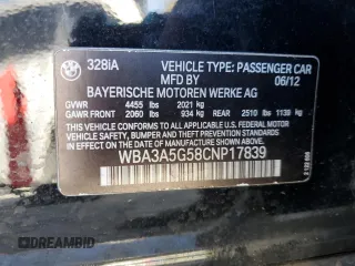 2012 BMW 3 Series 328i with VIN WBA3A5G58CNP17839, listed as a Copart auction lot 53376565 with Not Provided miles and Clean Title. Bid and sale history available at carsss.com. Image 12.