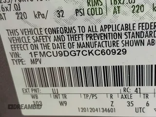 2012 Ford Escape XLT с VIN 1FMCU9DG7CKC60929, выставлен на аукционе IAAI как лот 42080935 с пробегом 246 476 миль миль и . История ставок и продаж доступна на DreamBid. Изображение 9.