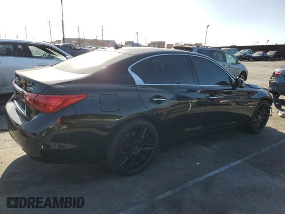 2014 Infiniti Q50 Hybrid Premium with VIN JN1AV7APXEM691616, listed as a Copart auction lot 51646095 with 133,670 mi miles and Clean Title. Bid and sale history available at DreamBid. Image 3.