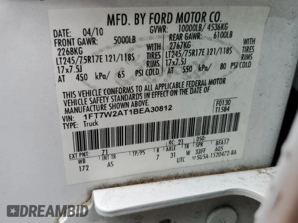 2011 Ford Super Duty F-250 SRW XL with VIN 1FT7W2AT1BEA30812, listed as a Copart auction lot 80519864 with 155,651 mi miles and Salvage Title. Bid and sale history available at carsss.com. Image 13.