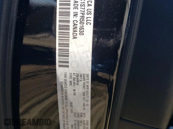 2023 Chrysler Pacifica Hybrid Limited with VIN 2C4RC1S77PR501630, listed as a Copart auction lot 46143825 with 39,419 mi miles and Salvage title. Bid and sale history available at DreamBid. Image 13.