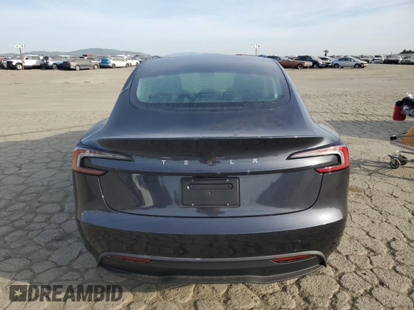 2025 Tesla Model 3 Long Range with VIN 5YJ3E1EA0SF922262, listed as a Copart auction lot 48358095 with 831 mi miles and Salvage title. Bid and sale history available at DreamBid. Image 6.
