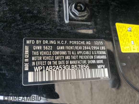 2016 Porsche Macan S with VIN WP1AB2A53GLB57856, listed as a Copart auction lot 56534895 with 71,409 mi miles and Salvage title. Bid and sale history available at DreamBid. Image 12.
