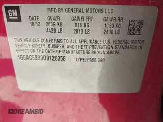 2013 Cadillac ATS Performance z VIN 1G6AC5S30D0128358, wystawiony jako IAAI lot #41745457 z przebiegiem 99 977 mil mil oraz . Historia ofert i sprzedaży dostępna na DreamBid. Obrazek 9.