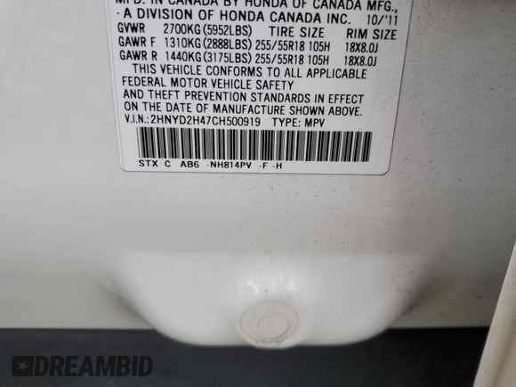 2012 Acura MDX Tech/Entertainment Pkg with VIN 2HNYD2H47CH500919, listed as a Copart auction lot 85881784 with 165,255 mi miles and Salvage Title. Bid and sale history available at carsss.com. Image 14.