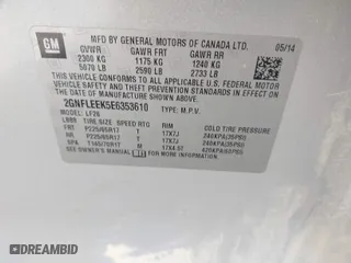 2014 Chevrolet Equinox LS with VIN 2GNFLEEK5E6353610, listed as a IAAI auction lot 41424795 with 175,818 mi miles. Bid and sale history available at carsss.com. Image 9.