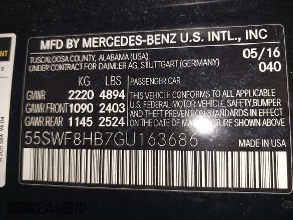 2016 Mercedes-Benz C 63 S AMG z VIN 55SWF8HB7GU163686, wystawiony jako IAAI lot #40884579 z przebiegiem Nie podano mil oraz . Historia ofert i sprzedaży dostępna na DreamBid. Obrazek 9.