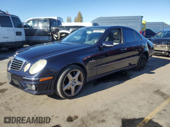 2007 Mercedes-Benz E 63 AMG with VIN WDBUF77X67B008192, listed as a Copart auction lot 82449274 with 125,126 mi miles and Salvage Title. Bid and sale history available at carsss.com. Image 1.