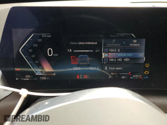 2023 BMW X1 xDrive28i with VIN WBX73EF05P5Y21721, listed as a Copart auction lot 50749295 with 10,633 mi miles and Salvage title. Bid and sale history available at DreamBid. Image 9.
